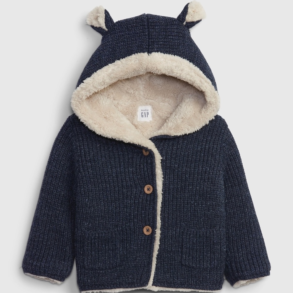 GAP Blue Knit Cardigan with Cream Lining